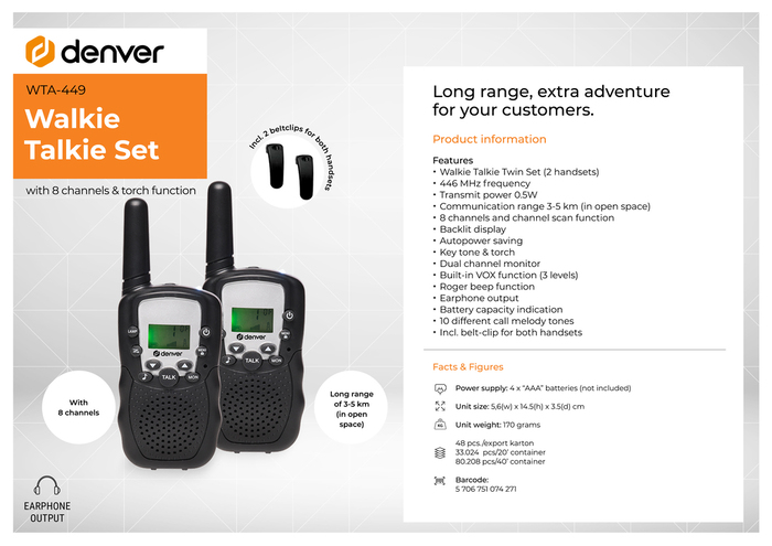 Walkie Talkie WTA-449 2-pack Denver